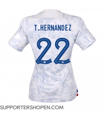 Frankrike Theo Hernandez #22 Borta Matchtröja Dam VM 2022 Kortärmad